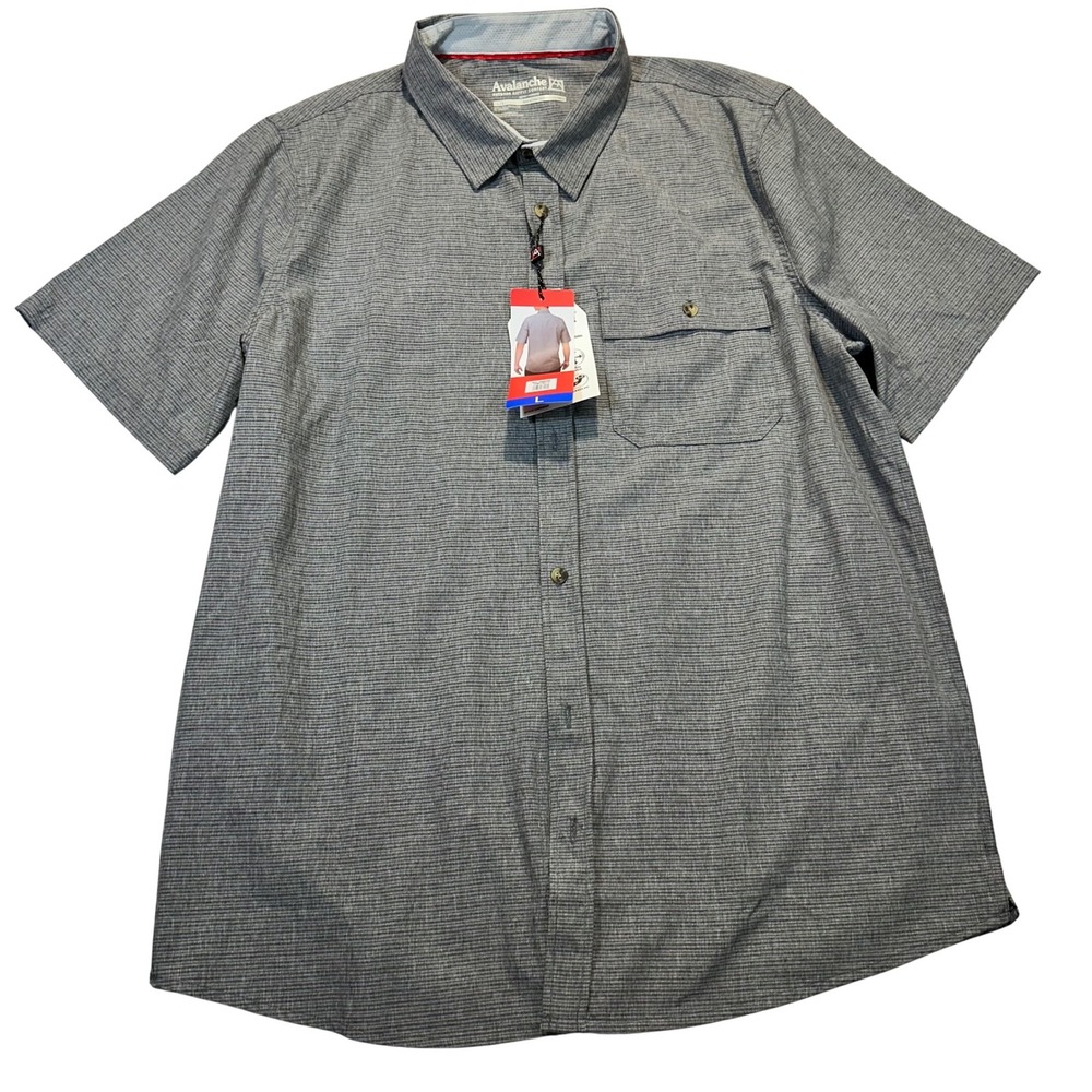 Avalanche Button Down Shirt Mens Large Gray‎ Outdoor Hiking Stretch New